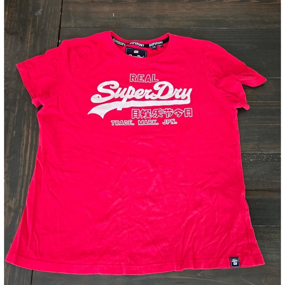 Superdry Graphic Tee‎ Real Super Dry Japan Script Short Sleeve Top UK 16